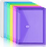 12-Piece Plastic Envelope-Style Folder Set with Secure Snap Closure (Letter/A4 Size) – Transparent Design, 6 Colors Available – Ideal for Office and School Supplies