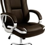 Office Chair Computer Desk Chair Gaming - Ergonomic High Back Cushion Lumbar Support with Wheels Comfortable Brown Leather Racing Seat Adjustable Swivel Rolling Home Executive