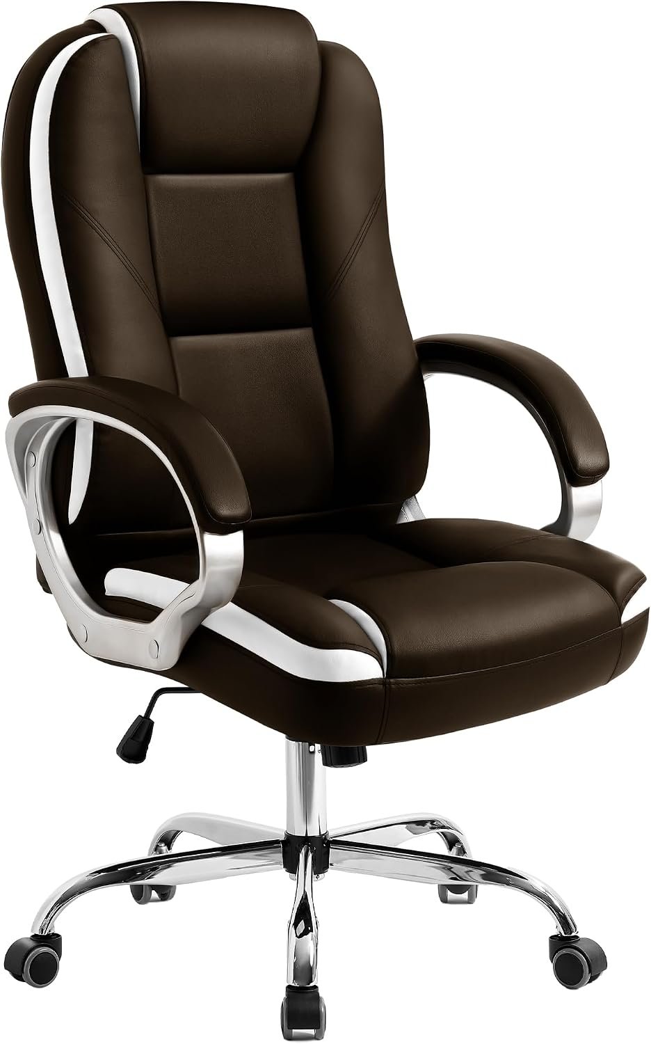 71udhJSFusL._AC_SL1500_.jpg Office Chair Computer Desk Chair Gaming - Ergonomic High Back Cushion Lumbar Support with Wheels Comfortable Brown Leather Racing Seat Adjustable Swivel Rolling Home Executive - Image 1