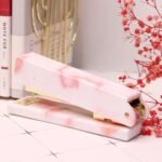 Marble Desk Stapler Pink Heavy Duty Desktop Stapler 26/6 Metal Office (Marble Pink) - Image 2