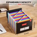 24-Pocket Expandable File Organizer With Blank Labels And Expandable Flap; Desktop Accordion Folder For Letter/A4 Documents; Blue - Image 2