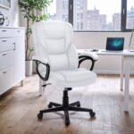 Executive Office Chair High Back Managerial Home Desk Chair, Adjustable Swivel Computer PU Leather Chair with Lumbar Support (White) - Image 2