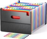 26 Pockets Accordion File Organizer,Expanding Filing Box with Mesh Bag,Expandable  Size Folder, Accordian Document Organizer,Portable Bill/Receipt Folders with A-Z Alphabetical Tabs