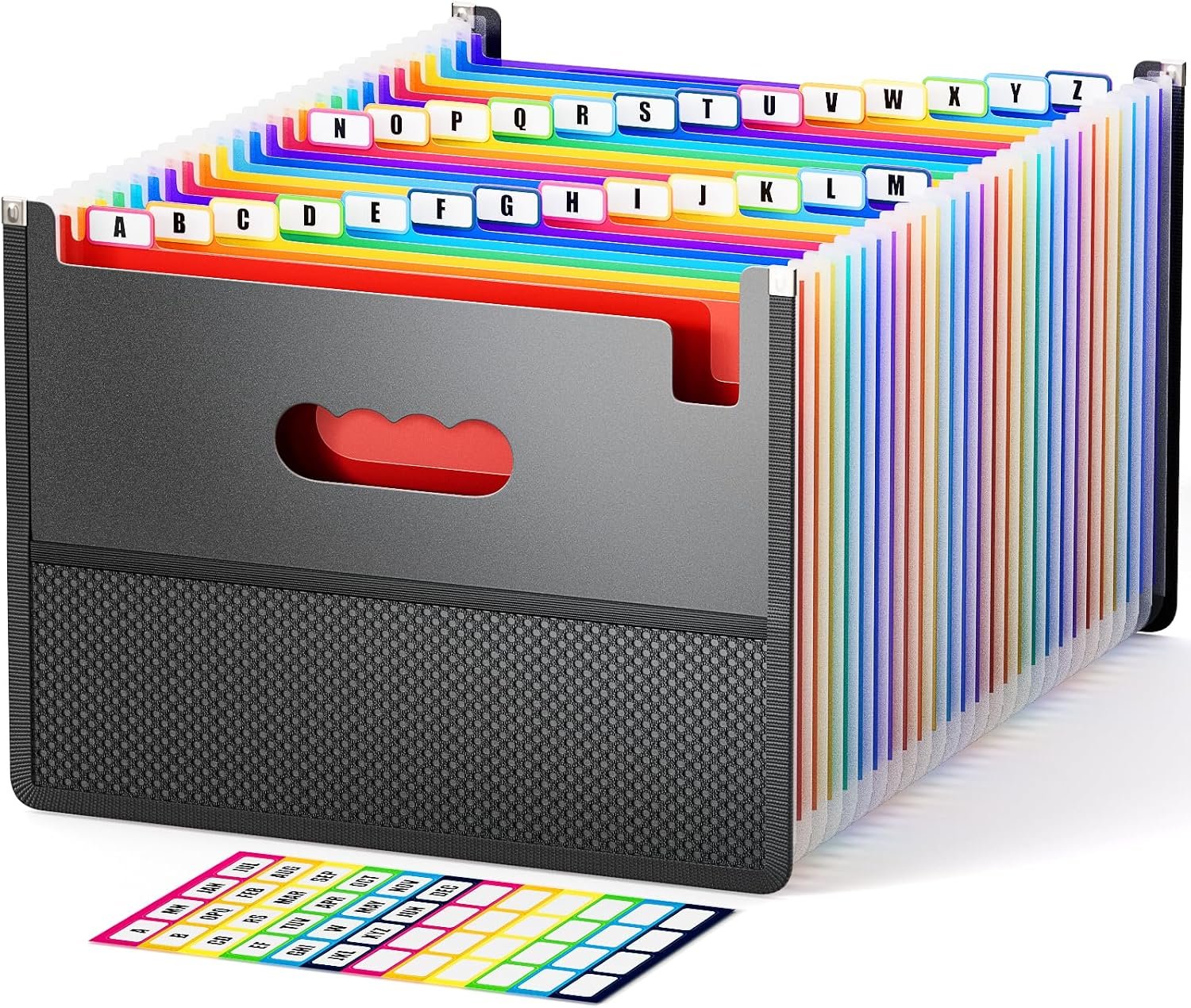 81Js3yiexQL._AC_SL1500_.jpg 26 Pockets Accordion File Organizer,Expanding Filing Box with Mesh Bag,Expandable Size Folder, Accordian Document Organizer,Portable Bill/Receipt Folders with A-Z Alphabetical Tabs - Image 1