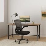 Ergonomic Office Chair, Mesh Home Office Desk Chair with Flip-up Arms and Lumbar Support, Height Adjustable, Swivel, Black - Image 2