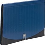 Expanding Folder with Flap and Cord Closure (Letter Size, Wave Pattern, 7-Pocket, Blue/Black)