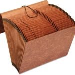Heavy-Duty Expanding Folder with Extra-Thick Cover (21-Pocket, A-Z Index Tabs, Elastic Cord Closure, Letter Size, Brown)