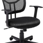 Mesh Mid-Back Adjustable-Height 360-Degree Swivel Office Desk Chair with Armrests, Lumbar Support and Easy to Assemble, Black
