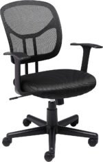 Mesh Mid-Back Adjustable-Height 360-Degree Swivel Office Desk Chair with Armrests, Lumbar Support and Easy to Assemble, Black