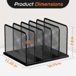 Desk File Organizer 5 Sections Upright Mesh Desktop Organizer File Sorter Office Organization File Holder for Home, Office & Classroom - Image 2