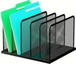 Desk File Organizer 5 Sections Upright Mesh Desktop Organizer File Sorter Office Organization File Holder for Home, Office & Classroom