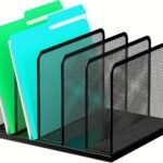 Desk File Organizer 5 Sections Upright Mesh Desktop Organizer File Sorter Office Organization File Holder for Home, Office & Classroom