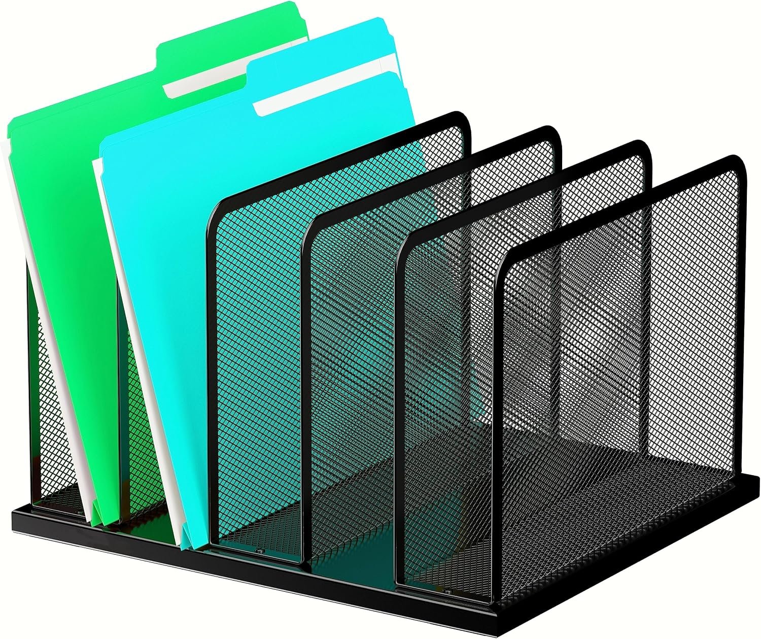 A1q-LdmKuRL._AC_SL1500_.jpg Desk File Organizer 5 Sections Upright Mesh Desktop Organizer File Sorter Office Organization File Holder for Home, Office & Classroom - Image 1
